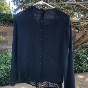 Navy Blue long sleeved blouse